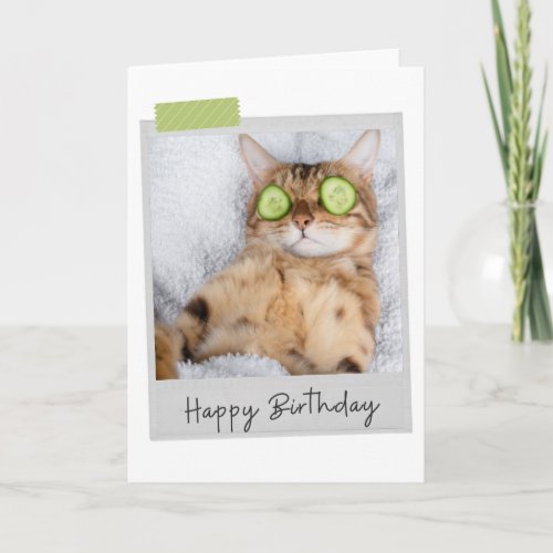 Spa Cat Funny Birthday Card