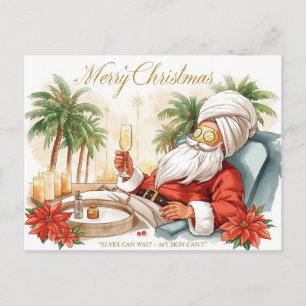 Spa Christmas themed with Santa Claus Holiday Postcard