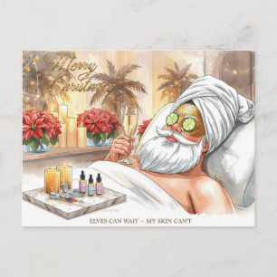 Spa Christmas themed with Santa Claus Holiday Postcard
