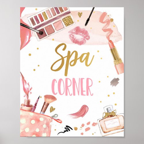 Spa Corner Party Makeup Glamor Girl Birthday Poster