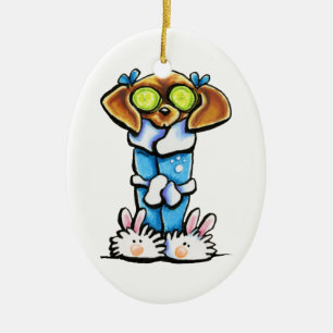 Spa Dachshund Ceramic Ornament