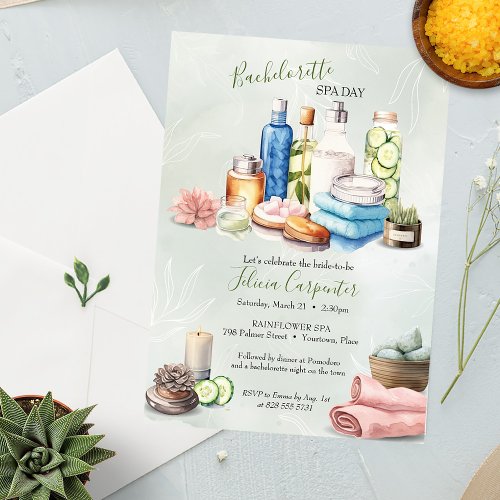 Spa Day Bachelorette Party Invitation