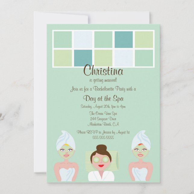 Spa Day Bachelorette Party Invitation (Front)