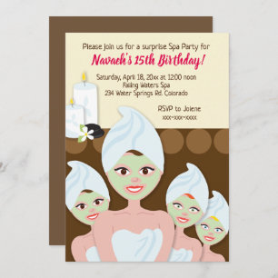 Spa Day Birthday Party Invitations Girl / Women