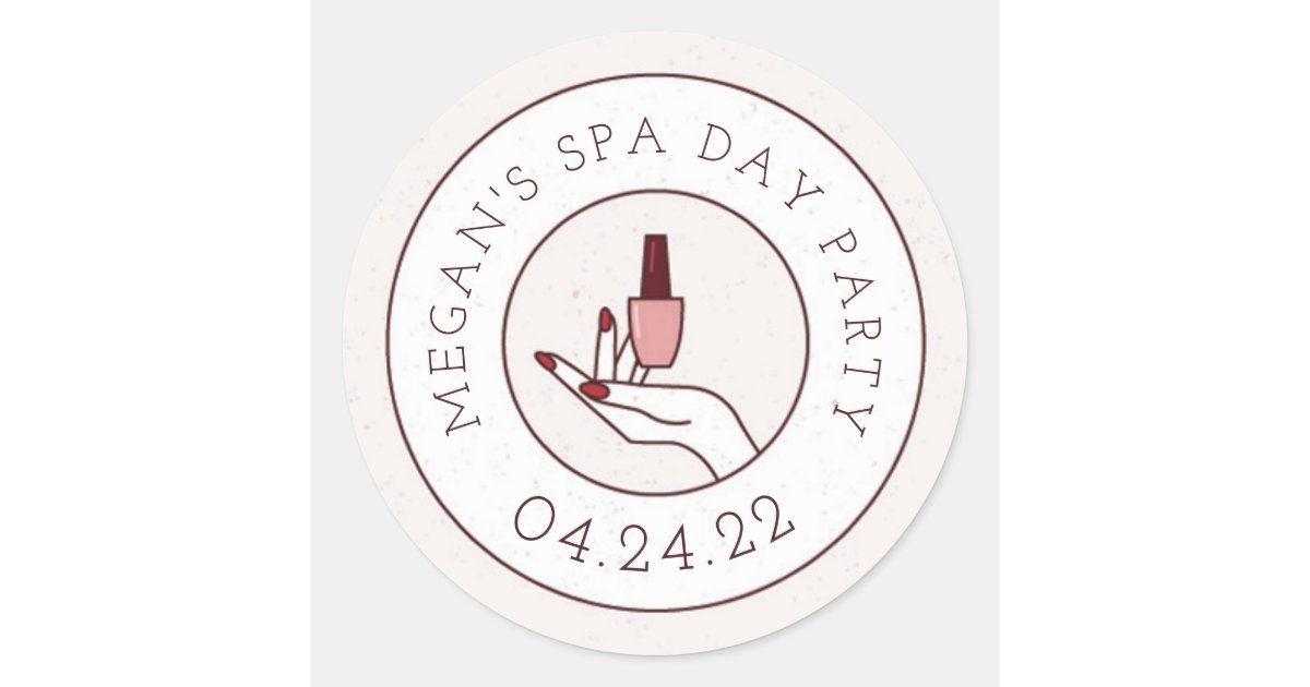 Spa Day Birthday Party Round Sticker Envelope Seal | Zazzle