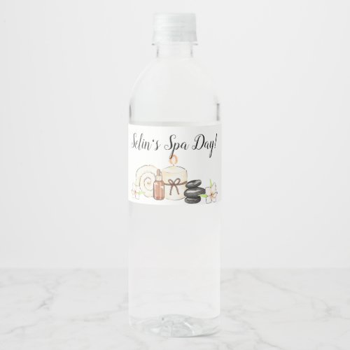 Spa Day Birthday Party Water Bottle Label