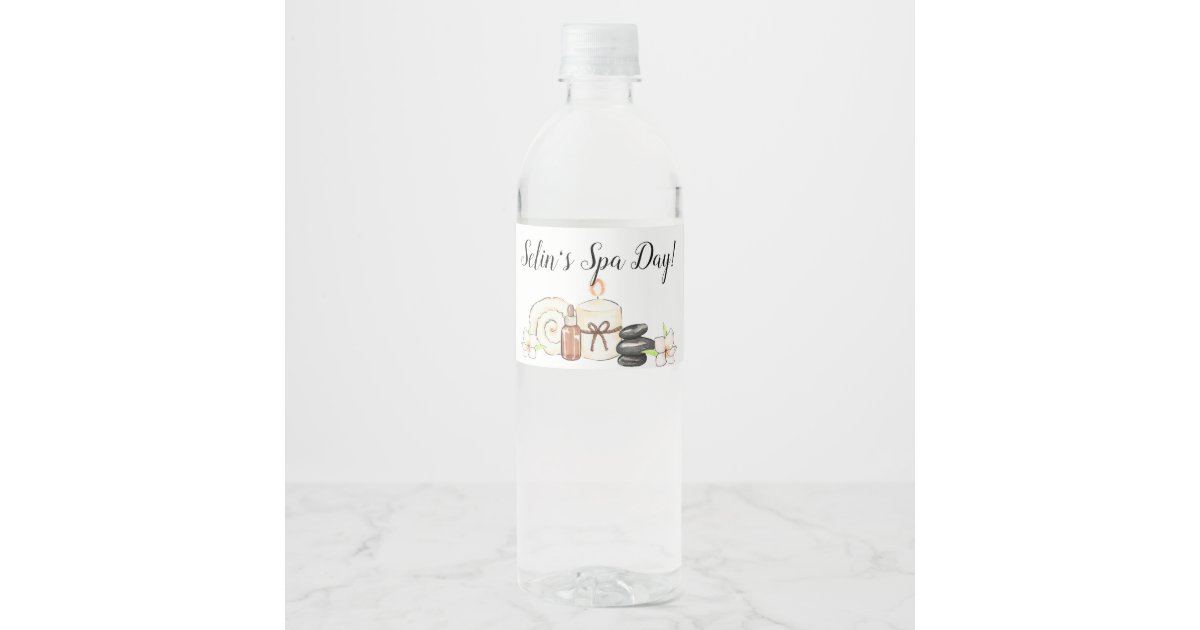 Spa Day Birthday Party Water Bottle Label | Zazzle
