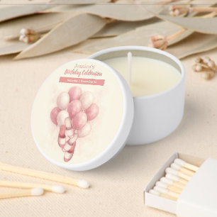 Spa Day Birthday, Pink Balloons Slippers Mini Candle Favors