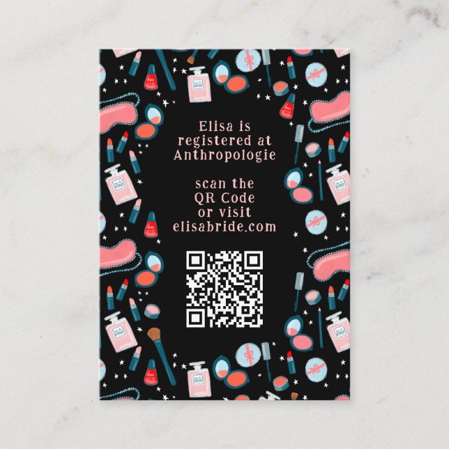Spa Day Bridal Bachelorette Beauty CUSTOM QR CODE Enclosure Card (Front)