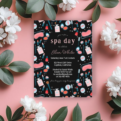 Spa Day Bridal Bachelorette Beauty Makeup CUSTOM Invitation Postcard