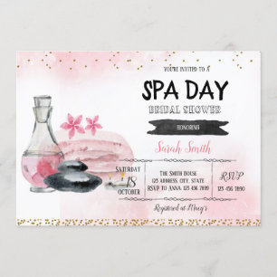 Spa day bridal shower card invitation