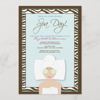 Spa Day Bridal Shower Invitation (blue) by TheWeddingShoppe at Zazzle