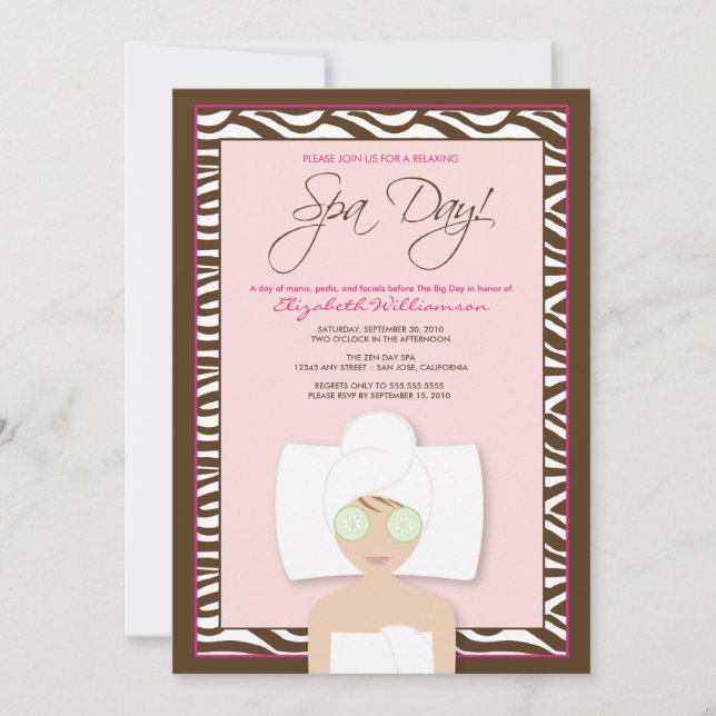 Spa Day Bridal Shower Invitation (pink) (Front)