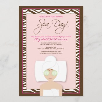 Spa Day Bridal Shower Invitation (pink) by TheWeddingShoppe at Zazzle
