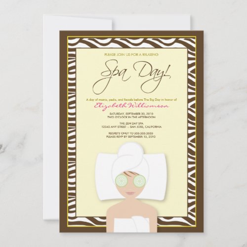 Spa Day Bridal Shower Invitation yellow