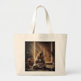 Spa Day Capybara Coffee Break Large Tote Bag