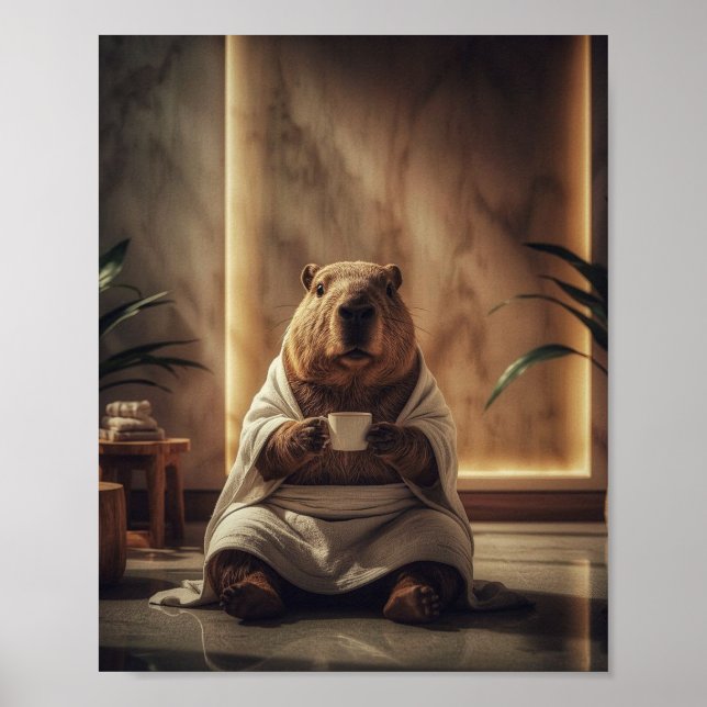 Spa Day Capybara Coffee Break Poster (Front)