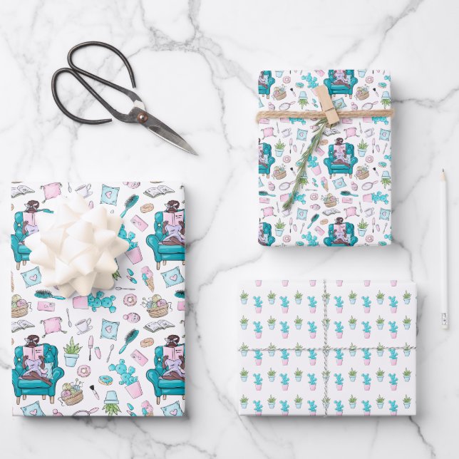 Spa Day Girlie Wrapping Paper Sheets (Front)