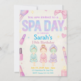 Spa Day Girl's Party Birthday Invitation