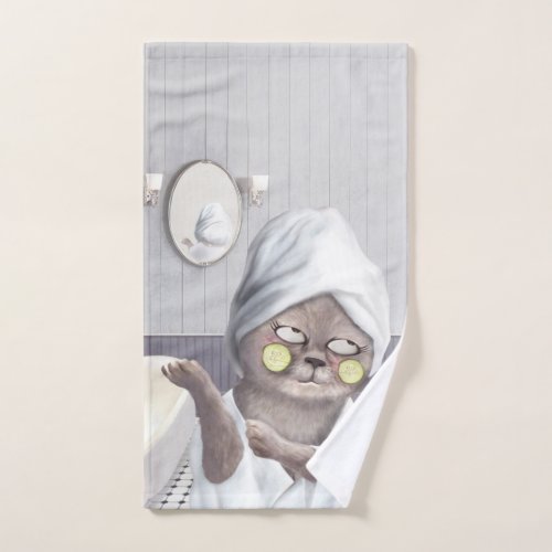 Spa Day Kitty Hand Towel