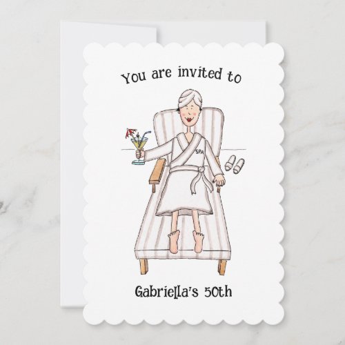 Spa Day Lady 50th or any age Birthday Invitation