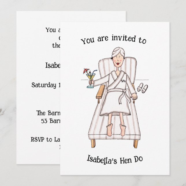 Spa Day Lady Hen Do Invitation (Front/Back)