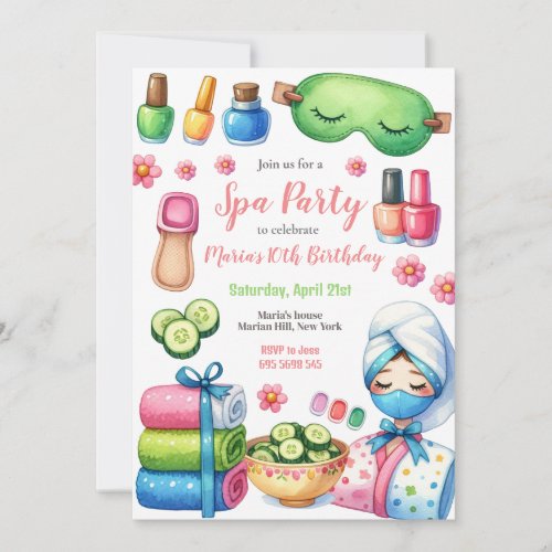 Spa Day Party Pampering Birthday Party Invitation