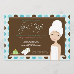 Spa Day Polka-dots Bridal Shower Invite (aqua)