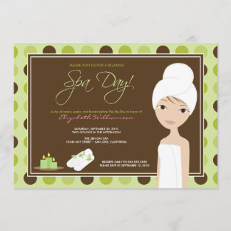 Spa Day Polka-dots Bridal Shower Invite (lime)