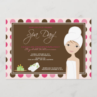 Spa Day Polka-dots Bridal Shower Invite (pink)