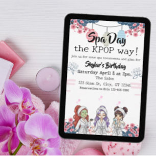 Spa Day the KPOP Way birthday Invitation