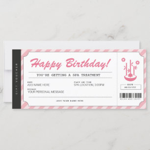 Spa Day Treatment Pink Gift Voucher Certificate