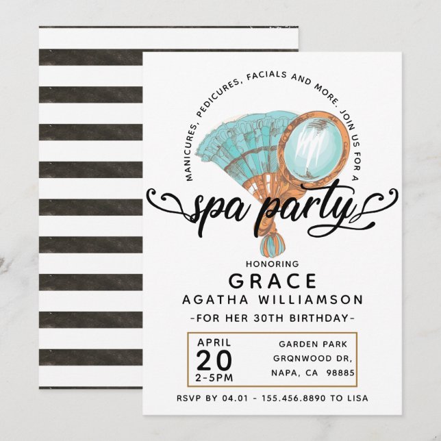 Spa Day Vintage Birthday Invitation (Front/Back)