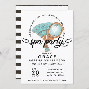 Spa Day Vintage Birthday Invitation