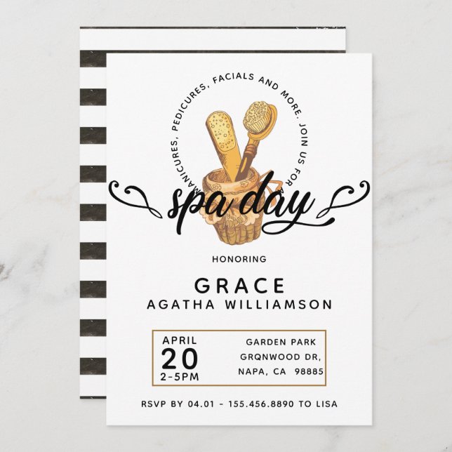 Spa Day Vintage Invitation (Front/Back)