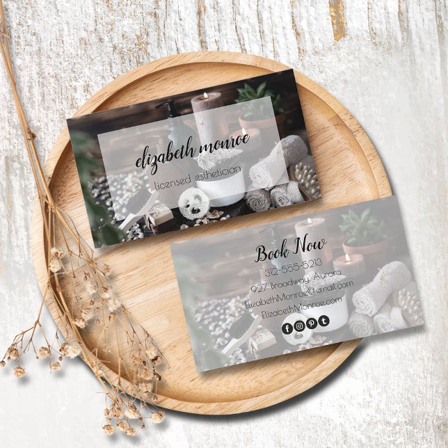 Spa Esthetician Salon Script Calligraphy Business Card (Creator Uploaded)