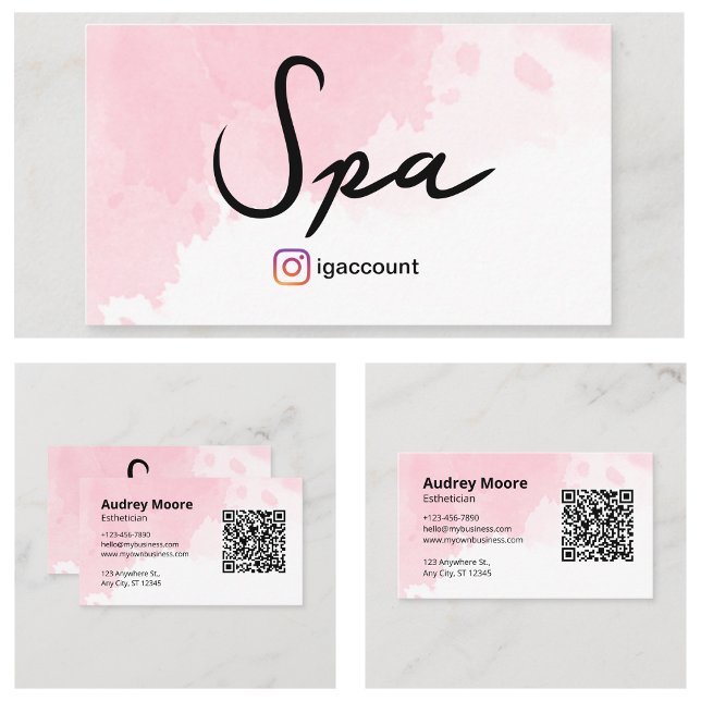 Spa Esthetician Watercolor QR Code Business Card (Spa Esthetician Watercolor QR Code Business Card
)