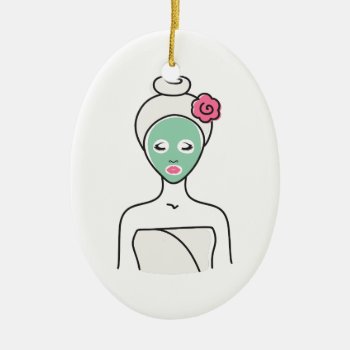 Spa Facial Woman Ceramic Ornament by HopscotchDesigns at Zazzle