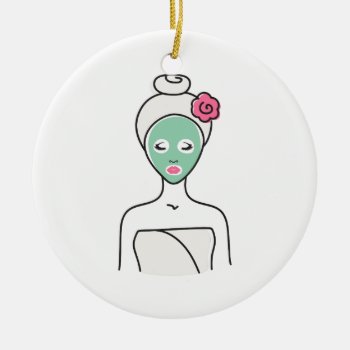 Spa Facial Woman Ceramic Ornament by HopscotchDesigns at Zazzle