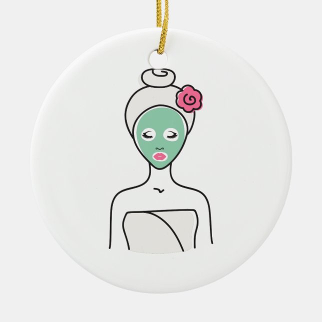 Spa Facial Woman Ceramic Ornament (Front)