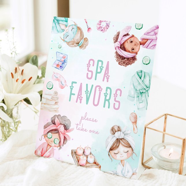 Spa Favors Kids Pamper Party Favors Station Pedestal Sign (Creator Uploaded)