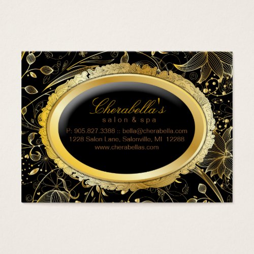 Spa Gift Card Spa Elegant Gold Floral Black Business Card Templates