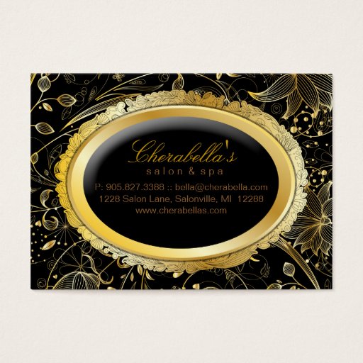 Customizable Spa Gift Card Spa Elegant Gold Floral Black Business Card Templates