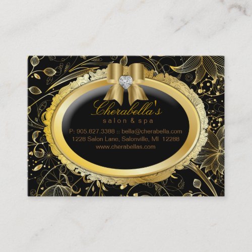 Spa Gift Card Spa Elegant Gold Floral Black Bow