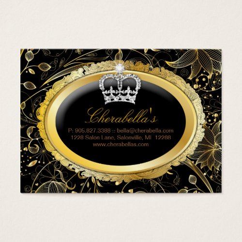 Spa Gift Card Spa Elegant Gold Floral Crown Business Card