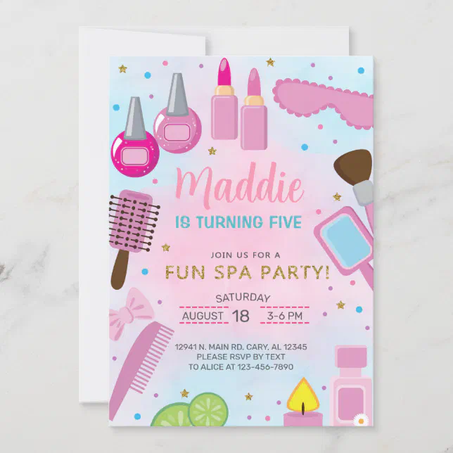 SPA girl birthday party invite, SPA celebration. Invitation Zazzle