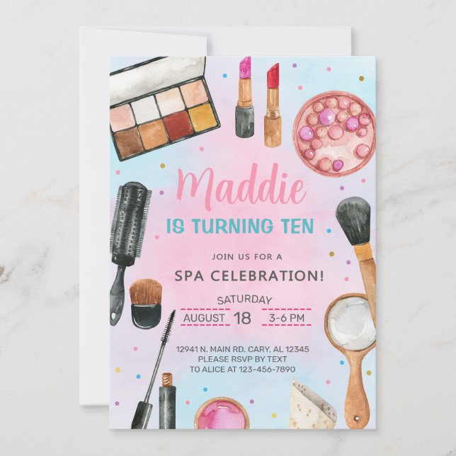 SPA girl birthday party invite, SPA clebration. Invitation (Front)