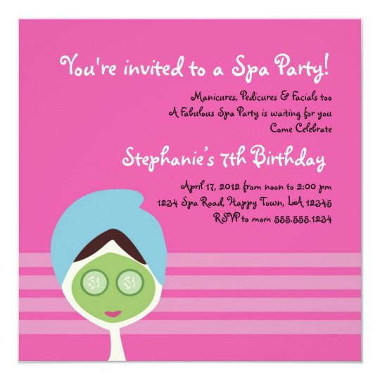 Spa Girl Square Invitation