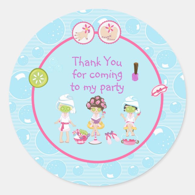 Spa Girls Pamper Birthday Party Classic Round Sticker (Front)