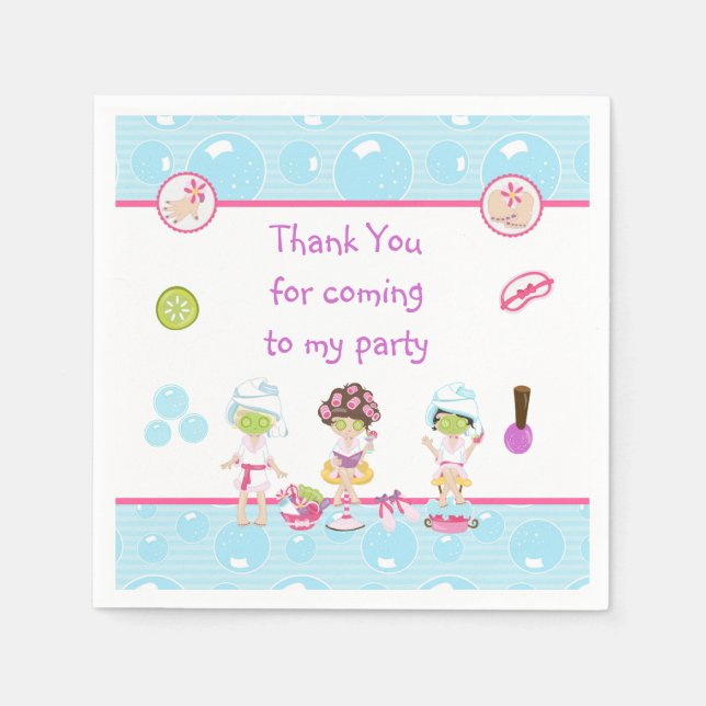 Spa Girls Pamper Birthday Party Napkins (Front)